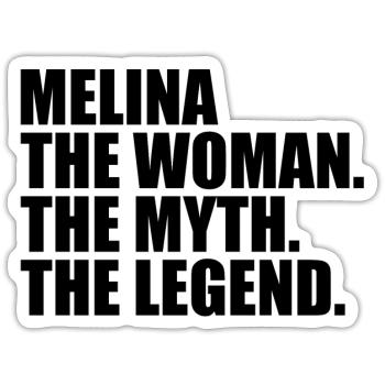 Femme, Mythe, Légende, Nom Melina - Sticker taille S (10 x 10 cm) - blanc mat - Devant