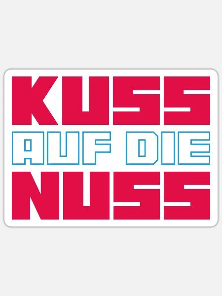Kuss auf die Nuss - Sticker Größe S (10 x 10 cm) - Mattweiß