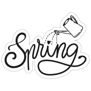 spring frühlingsbeginn garten gießen beet - Sticker Größe S (10 x 10 cm) - Mattweiß - Vorne