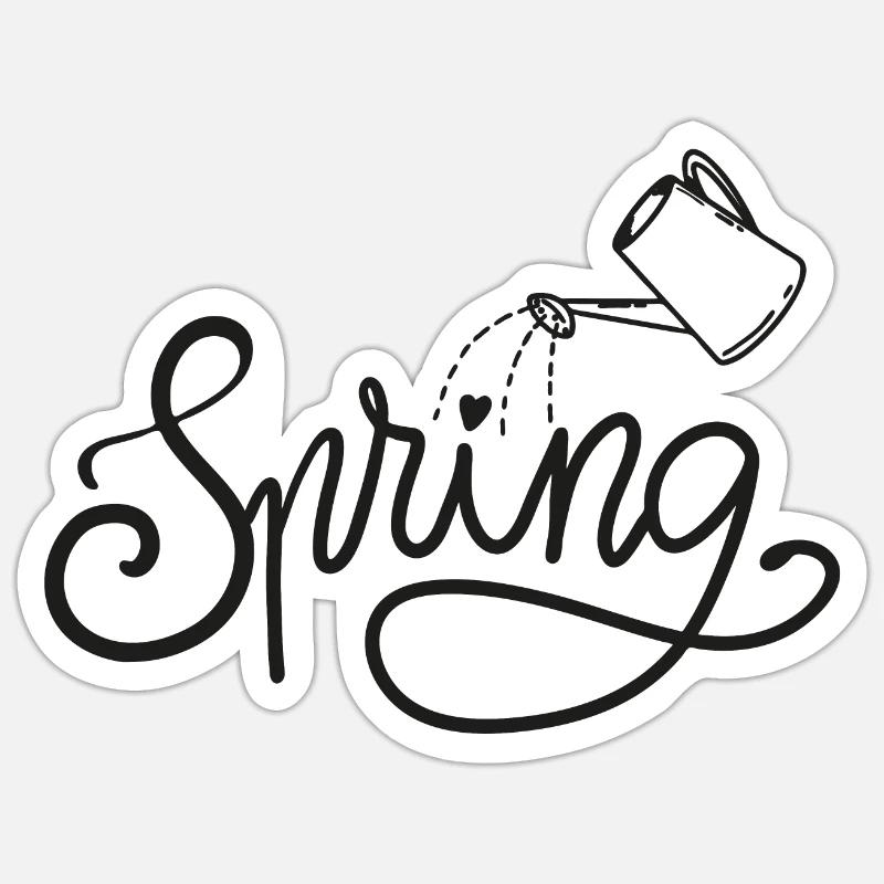 spring frühlingsbeginn garten gießen beet - Sticker Größe S (10 x 10 cm) - Mattweiß
