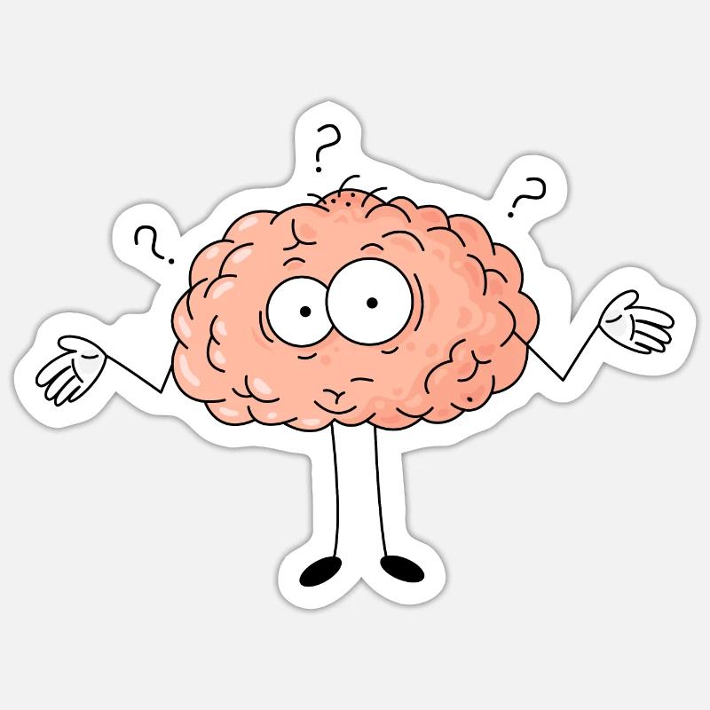 Comic Brain Wonder Point d’interrogation - Sticker taille S (10 x 10 cm) - blanc mat
