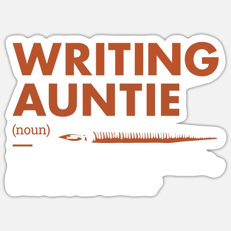 Écrivain Auntie Définition Écriture - Sticker taille S (10 x 10 cm) - blanc mat