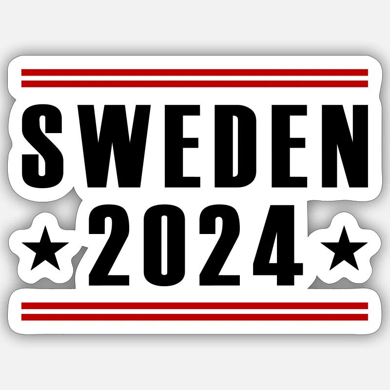 Suède 2024 - Sticker taille S (10 x 10 cm) - blanc mat