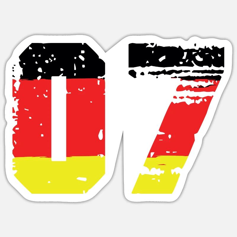 7 Numéro Allemagne Jersey - Sticker taille S (10 x 10 cm) - blanc mat