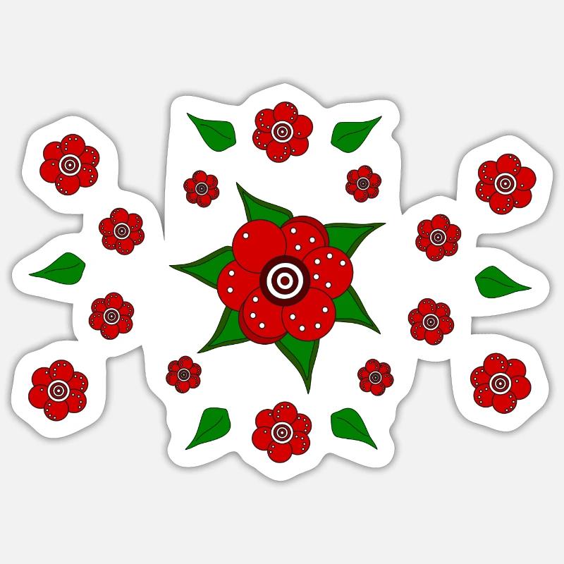 Floral pattern red Sticker size S (10 x 10 cm)