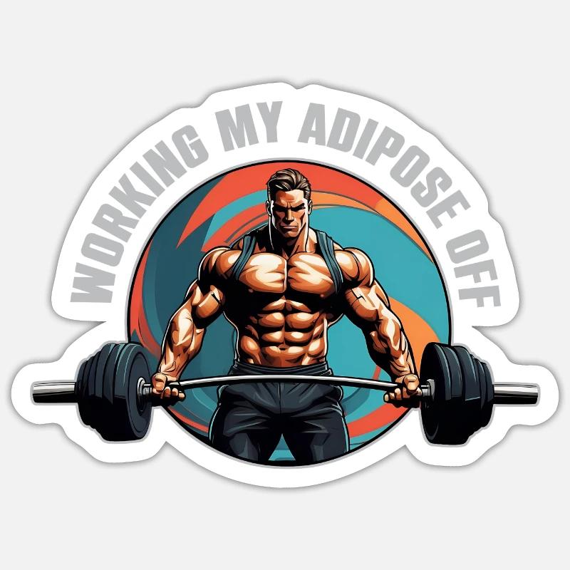 Bodybuilder mit Langhantel harter Workout - Sticker Größe S (10 x 10 cm) - Mattweiß