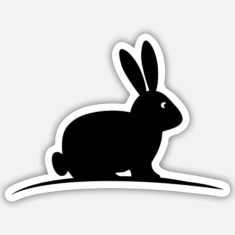 lièvre - Sticker taille S (10 x 10 cm) - blanc mat