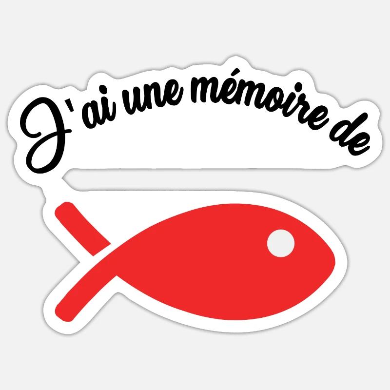 FISH. MEMORY - Sticker size S (10 x 10 cm) - white matte