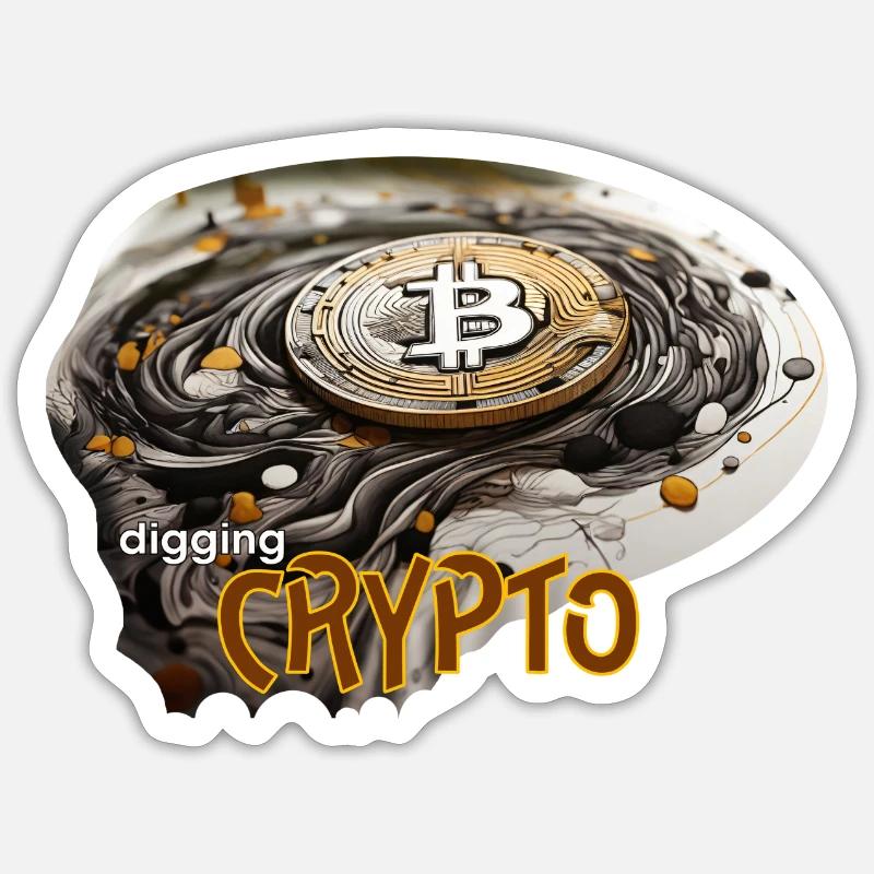 Krypto Währung, crypto digging - Sticker Größe S (10 x 10 cm) - Mattweiß