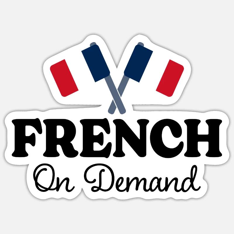 Français Sur Demande Interprète Français - Sticker taille S (10 x 10 cm) - blanc mat