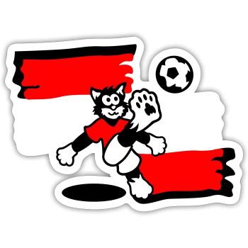 Soccer Cat Austria - Fußball Katze Österreich - Sticker Größe S (10 x 10 cm) - Mattweiß - Vorne