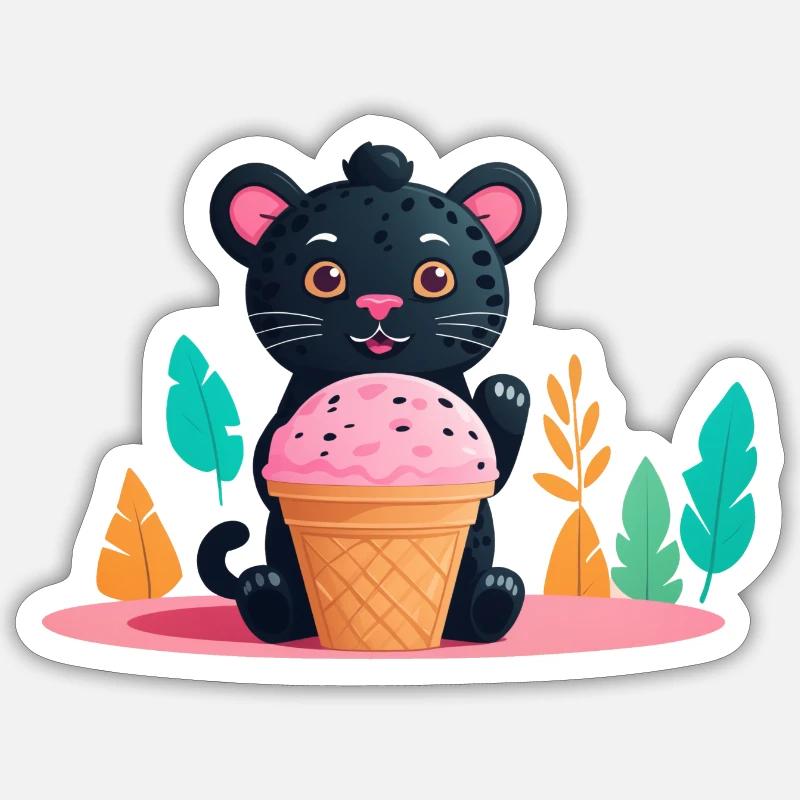 Cupcake Panther - Sticker size S (10 x 10 cm) - white matte