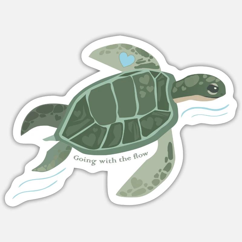 Turtle, Swimming, Going with the flow Sticker size S (10 x 10 cm)