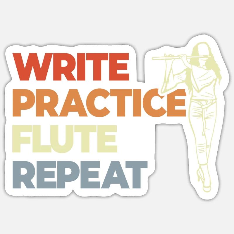 Write Practice Flute Repeat Sticker Größe S (10 x 10 cm)