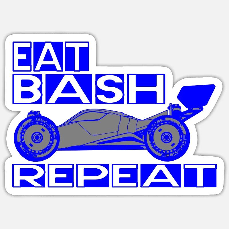 eat bash repeat blue - Sticker Größe S (10 x 10 cm) - Mattweiß