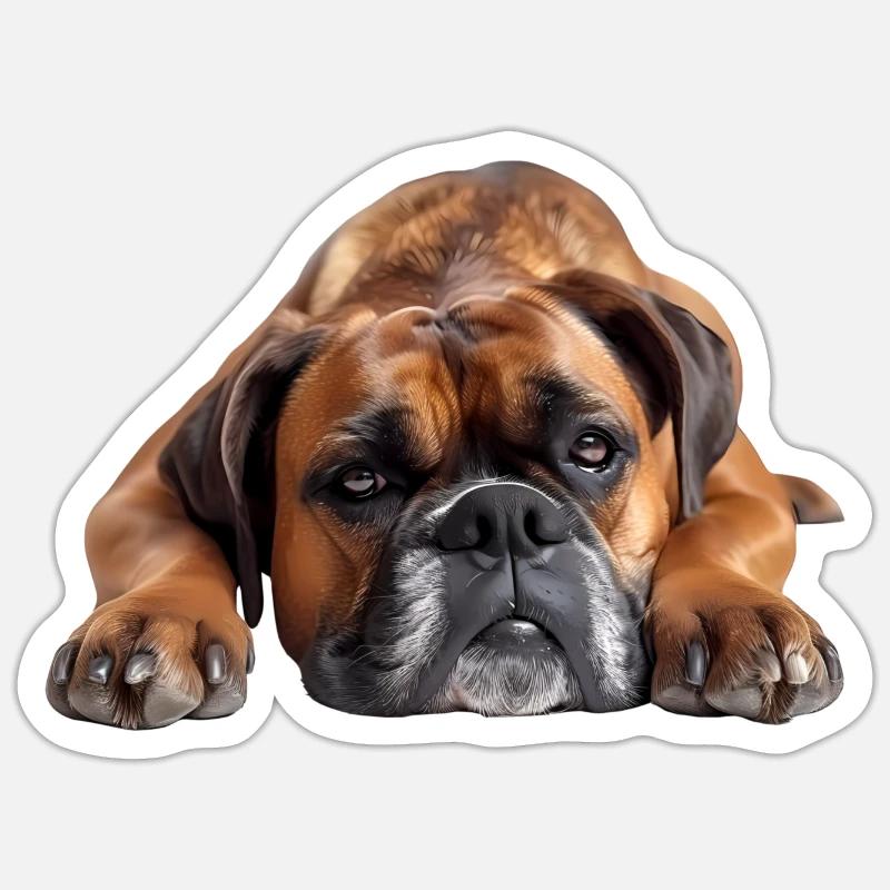Boxer - Sticker Größe S (10 x 10 cm) - Mattweiß