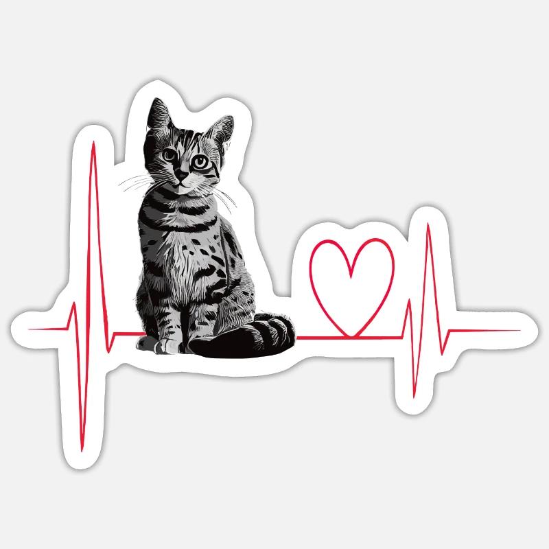 Cats Heartbeat Gift - Sticker size S (10 x 10 cm) - white matte