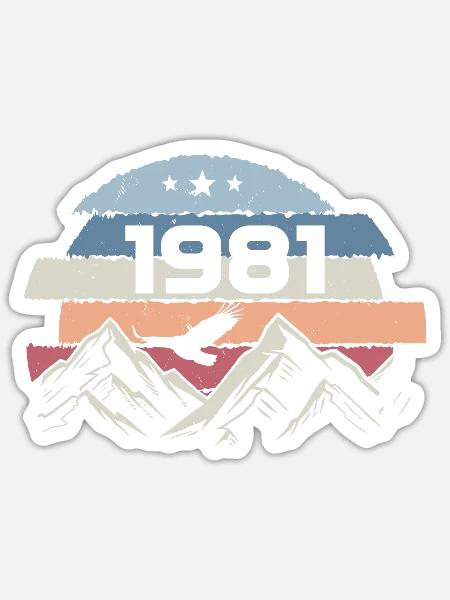 Original 1981 Jahrgang 1981 Geburtstag 1981 - Sticker Größe S (10 x 10 cm) - Mattweiß
