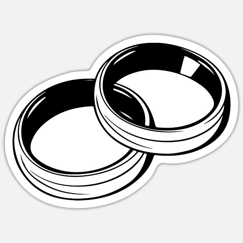 Alliances Symbole Silhouette Mariage - Sticker taille S (10 x 10 cm) - blanc mat