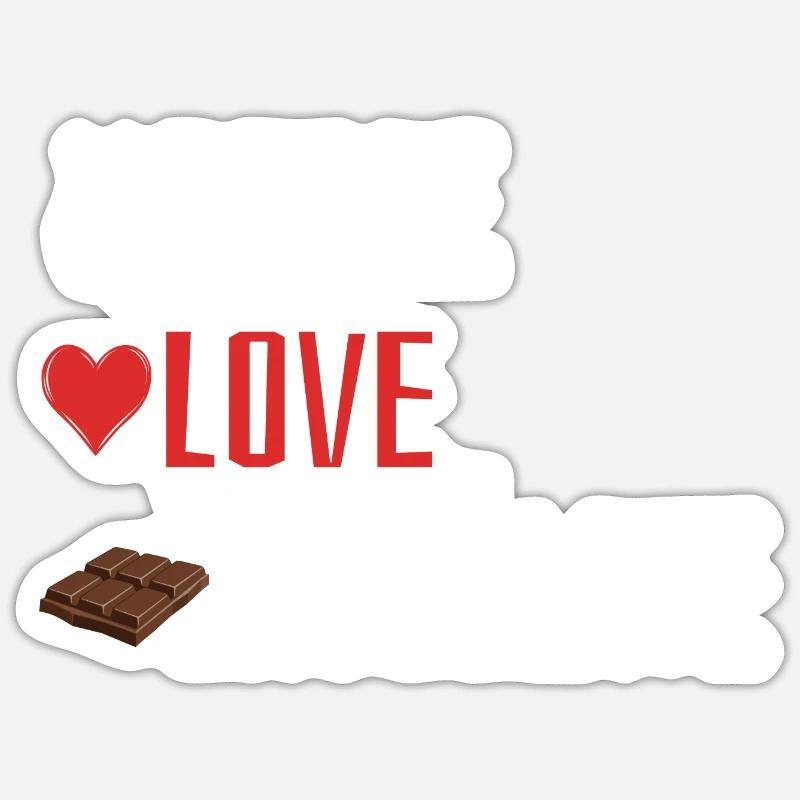 Peace Love Chocolat - Cœur - Sticker taille S (10 x 10 cm) - blanc mat