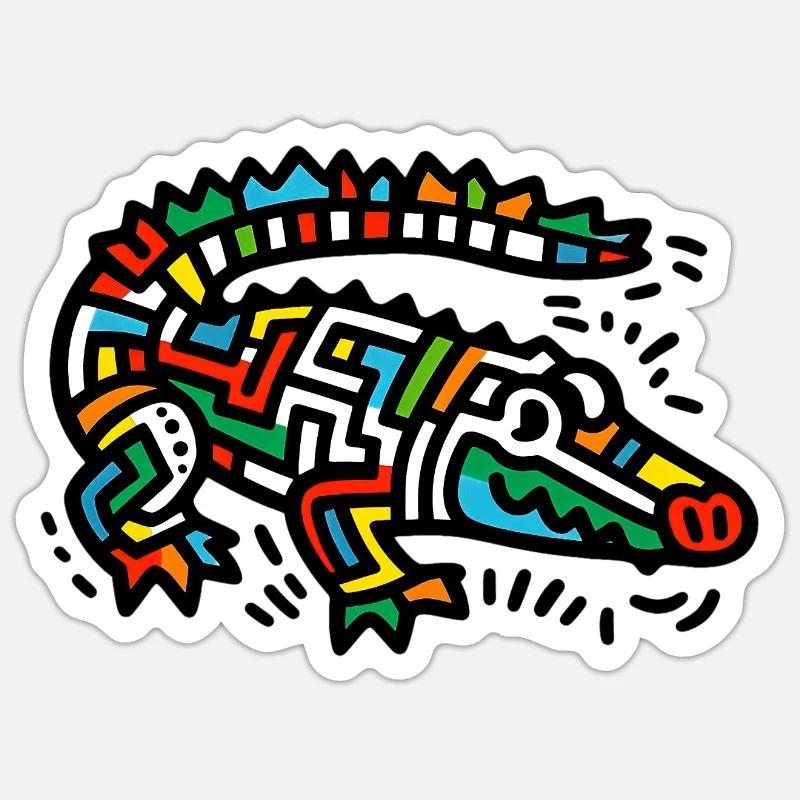 Coccodrillo Alligatore - Sticker formato S (10 x 10 cm) - bianco opaco