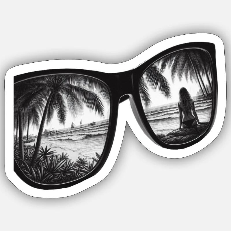 Vacation Sunglasses - Sticker Größe S (10 x 10 cm) - Mattweiß