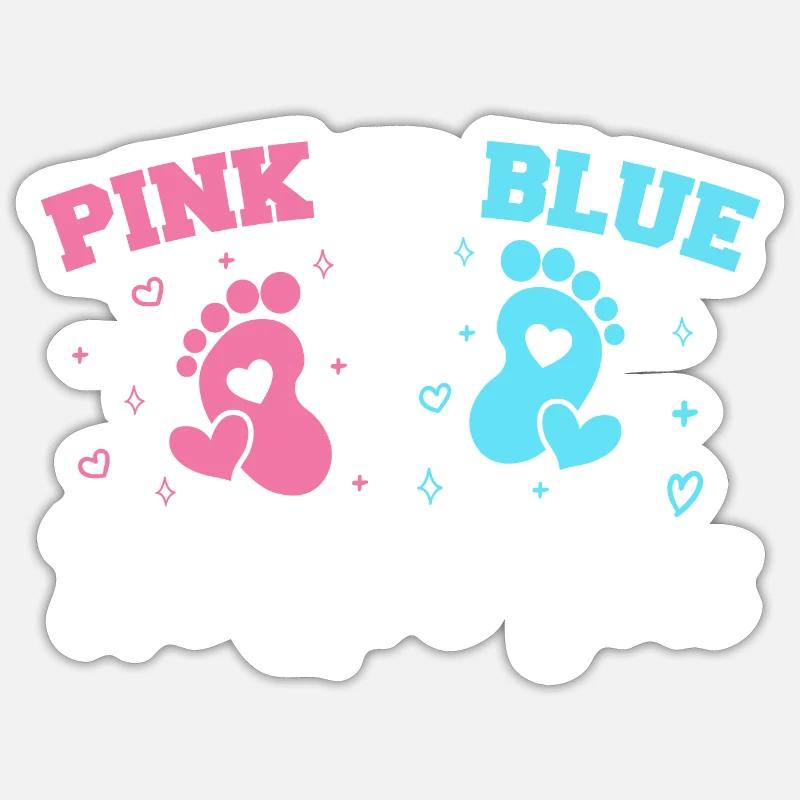 Pink oder Blau Wir lieben dich - Gender Reveal - Sticker Größe S (10 x 10 cm) - Mattweiß