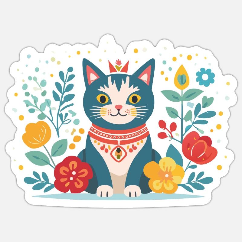 chat mignon - Sticker taille S (10 x 10 cm) - blanc mat