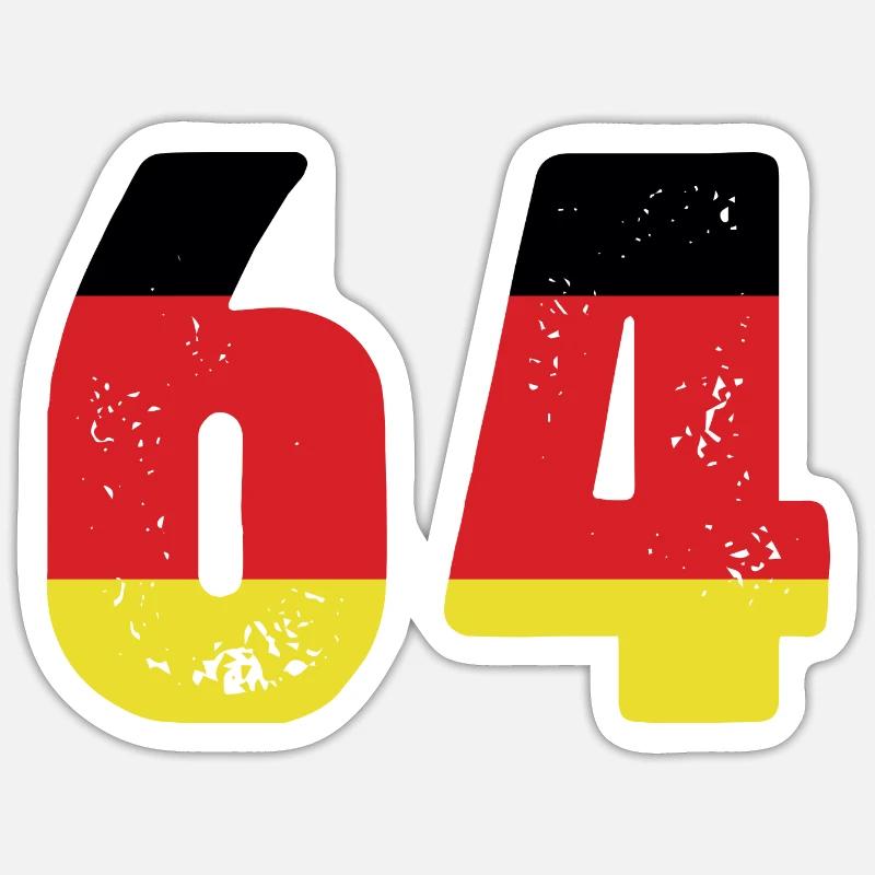 64 Number Jersey Germany - Sticker size S (10 x 10 cm) - white matte