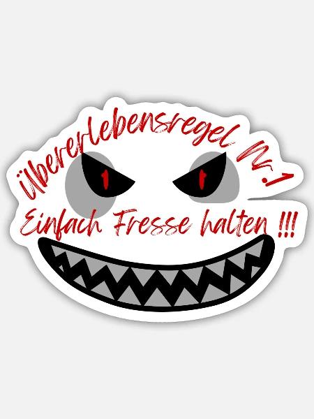 "Überlebensregel Nr 1" Design Subtil - Sticker Größe S (10 x 10 cm) - Mattweiß