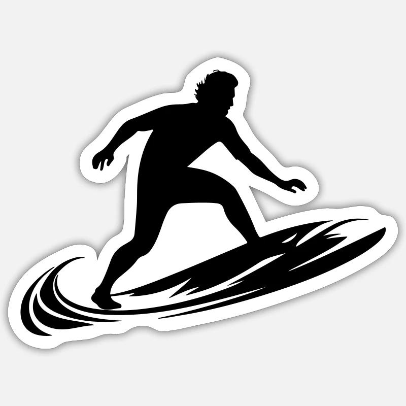 Surfer Mann Silhouette - Sticker Größe S (10 x 10 cm) - Mattweiß