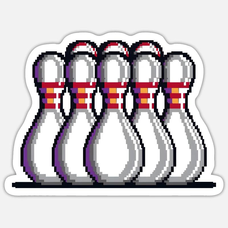 Quilles de bowling Pixel - Sticker taille S (10 x 10 cm) - blanc mat