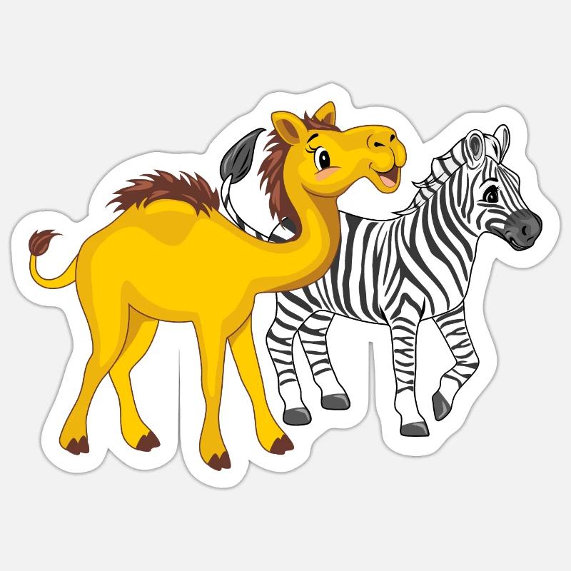 Cute camel and zebra - Sticker size S (10 x 10 cm) - white matte