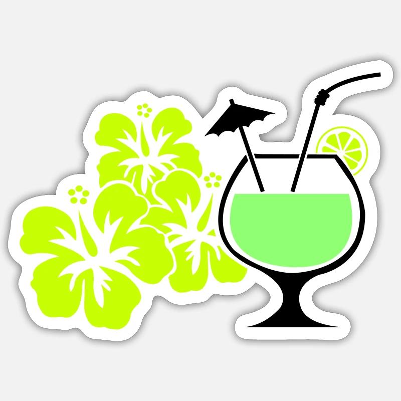 Fleurs hawaïennes - Sticker taille S (10 x 10 cm) - blanc mat