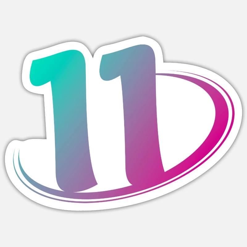Numéro 11 multicolore - Sticker taille S (10 x 10 cm) - blanc mat
