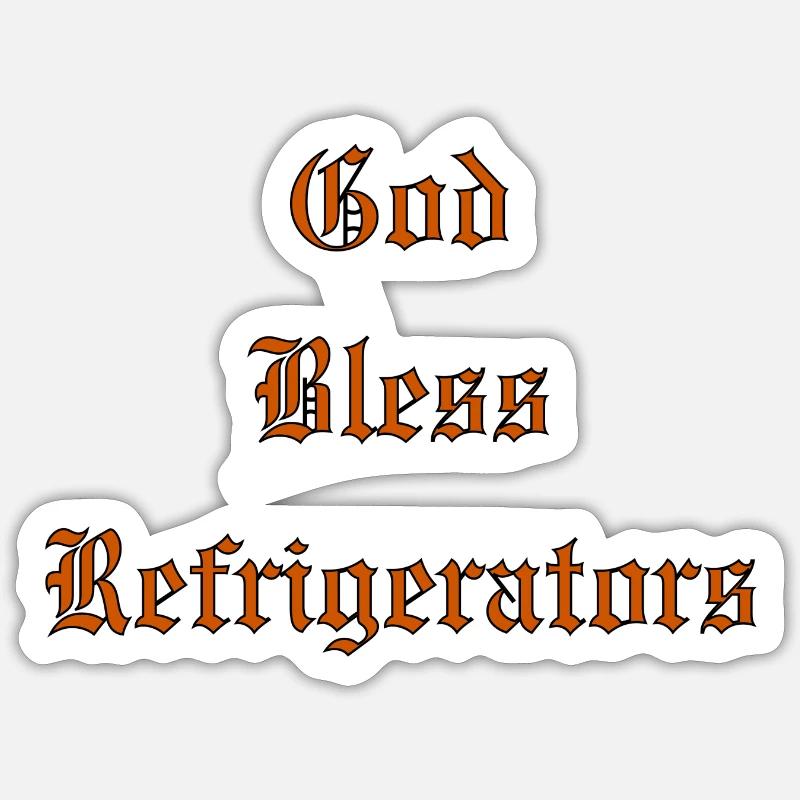 GodBlessRefrigerators - Sticker Größe S (10 x 10 cm) - Mattweiß