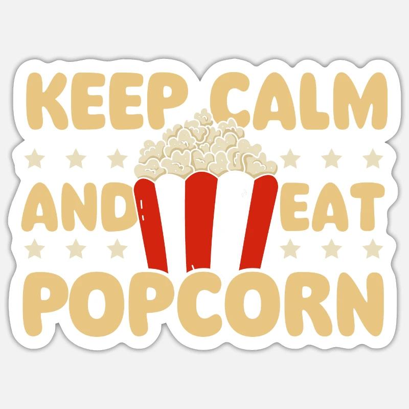 Bleiben Sie ruhig und essen Sie Popcorn - Popped Corn Kernel Sticker Größe S (10 x 10 cm)