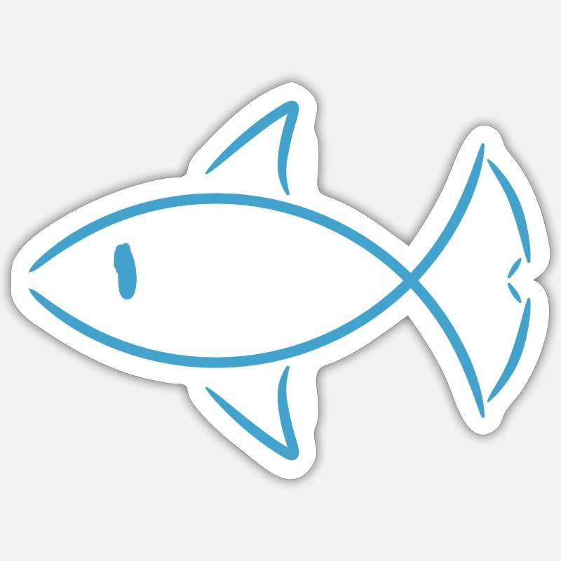 Logo de poisson - Sticker taille S (10 x 10 cm) - blanc mat