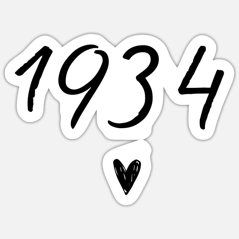 1934 Heart Birthday - Sticker size S (10 x 10 cm) - white matte