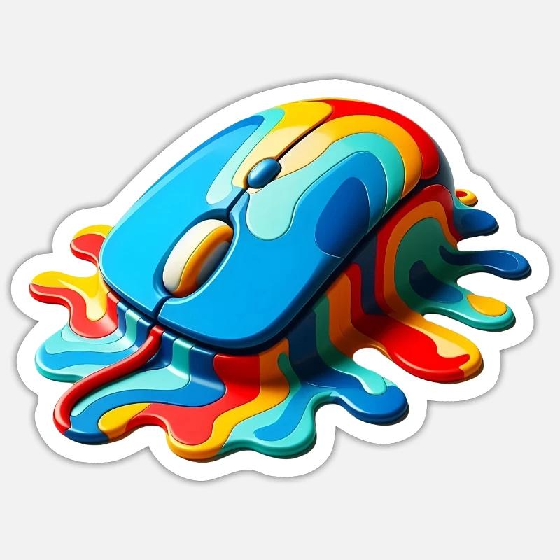Schmelzende Regenbogen-Computermaus Sticker Größe S (10 x 10 cm)