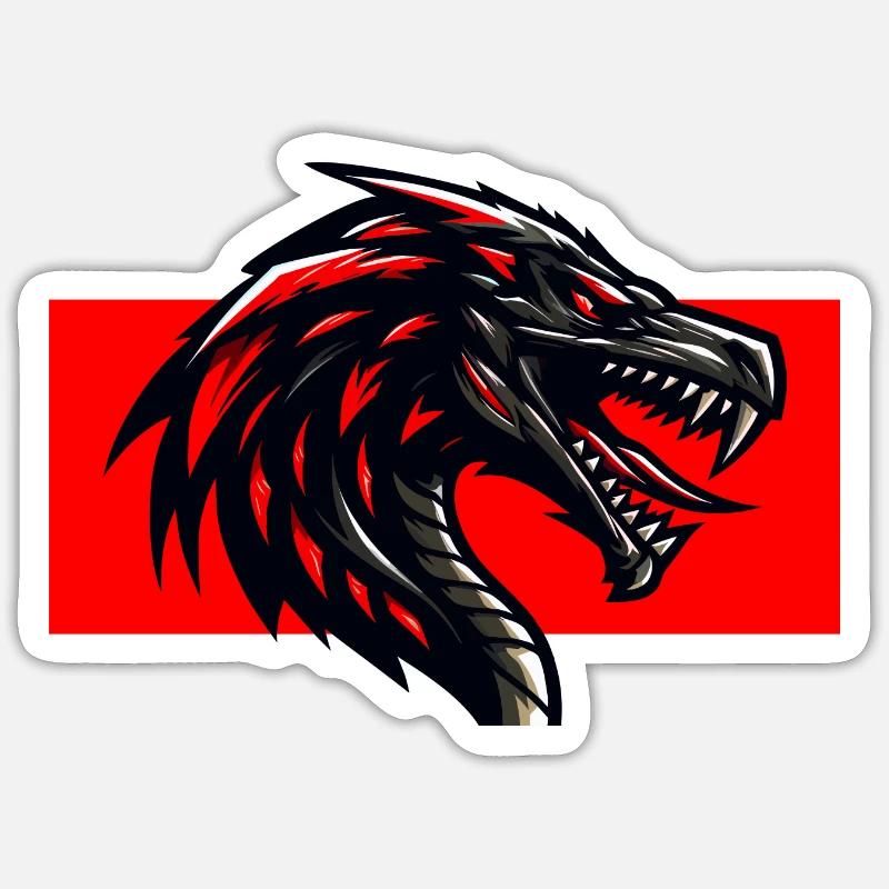 Roter Drache Sticker Größe S (10 x 10 cm)