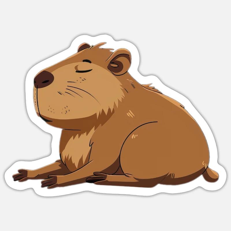 Capybara - Sticker taille S (10 x 10 cm) - blanc mat