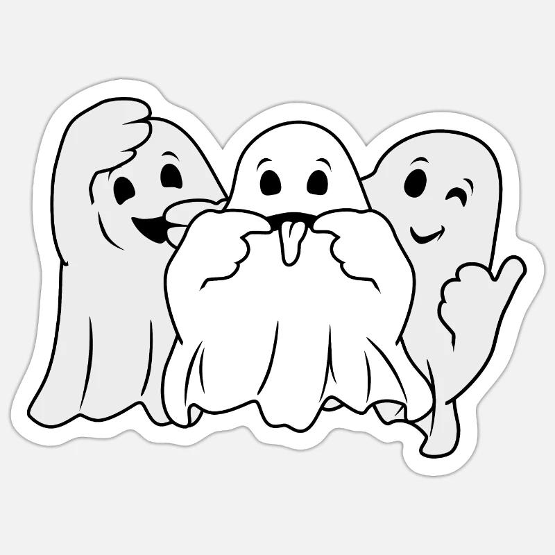 Three funny ghosts Sticker size S (10 x 10 cm)