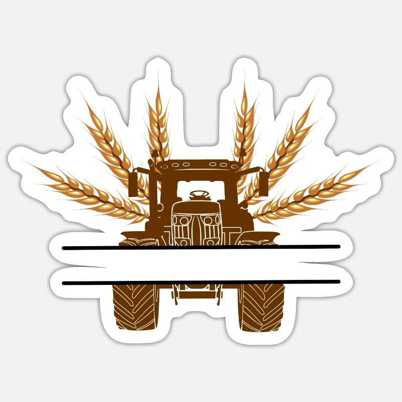 Getreide mit Traktor - Sticker Größe S (10 x 10 cm) - Mattweiß