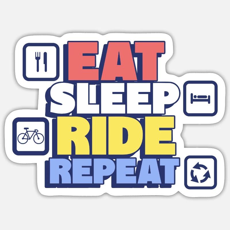 Eating, sleeping, cycling, repeating - Sticker size S (10 x 10 cm) - white matte