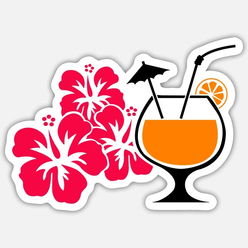 Boisson cocktail à l’hibiscus d’Hawaï Sticker taille S (10 x 10 cm)