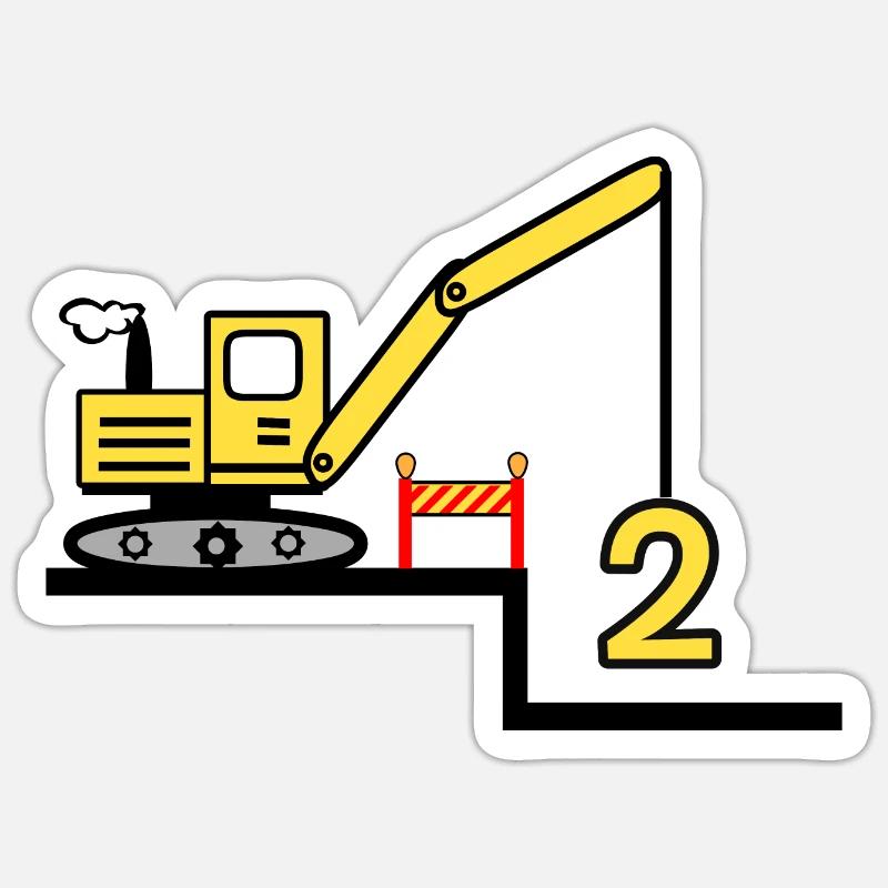 Excavatrice - Sticker taille S (10 x 10 cm) - blanc mat