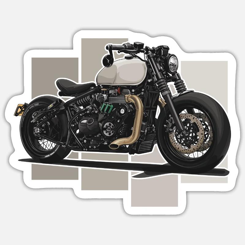 Bobber // Custom // Motorcycle - Sticker size S (10 x 10 cm) - white matte