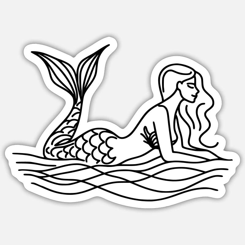 Drawing Mermaid - Sticker size S (10 x 10 cm) - white matte