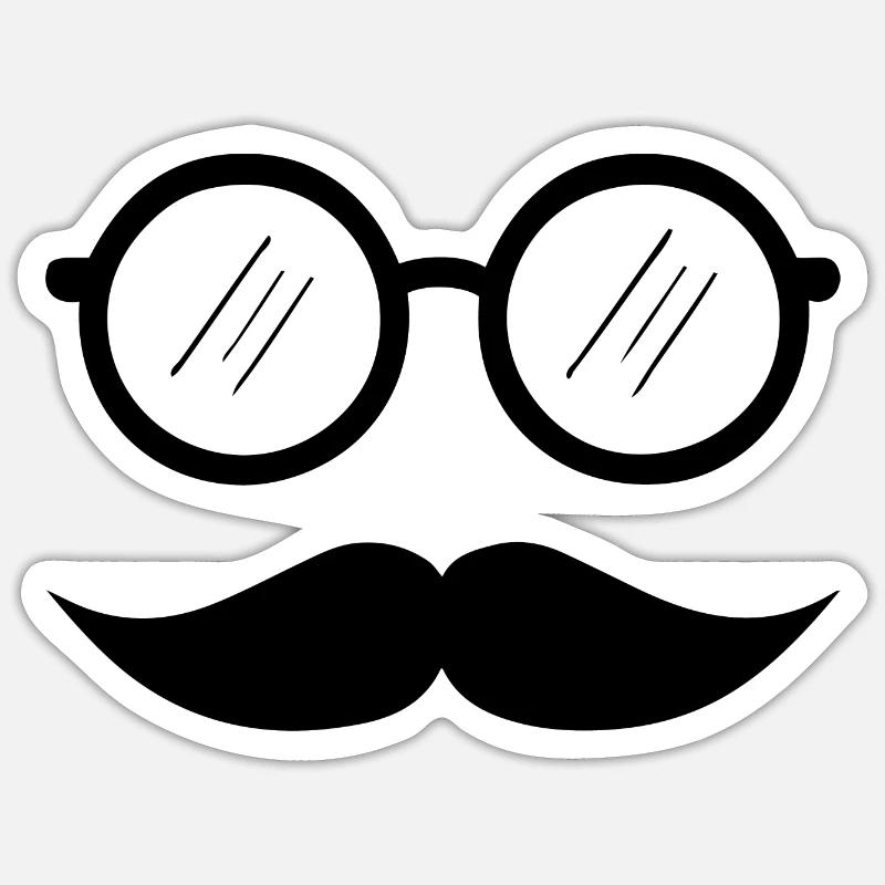 moustache - Sticker taille S (10 x 10 cm) - blanc mat